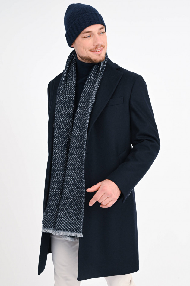 andrea's 1947 Strickschal aus reinem Cashmere in Grau/Navy