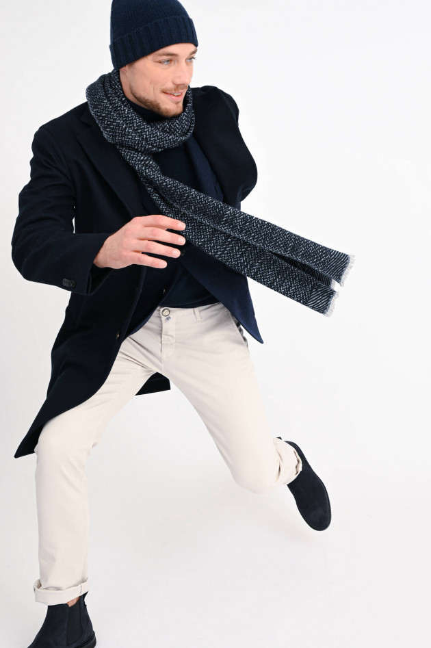 andrea's 1947 Strickschal aus reinem Cashmere in Grau/Navy