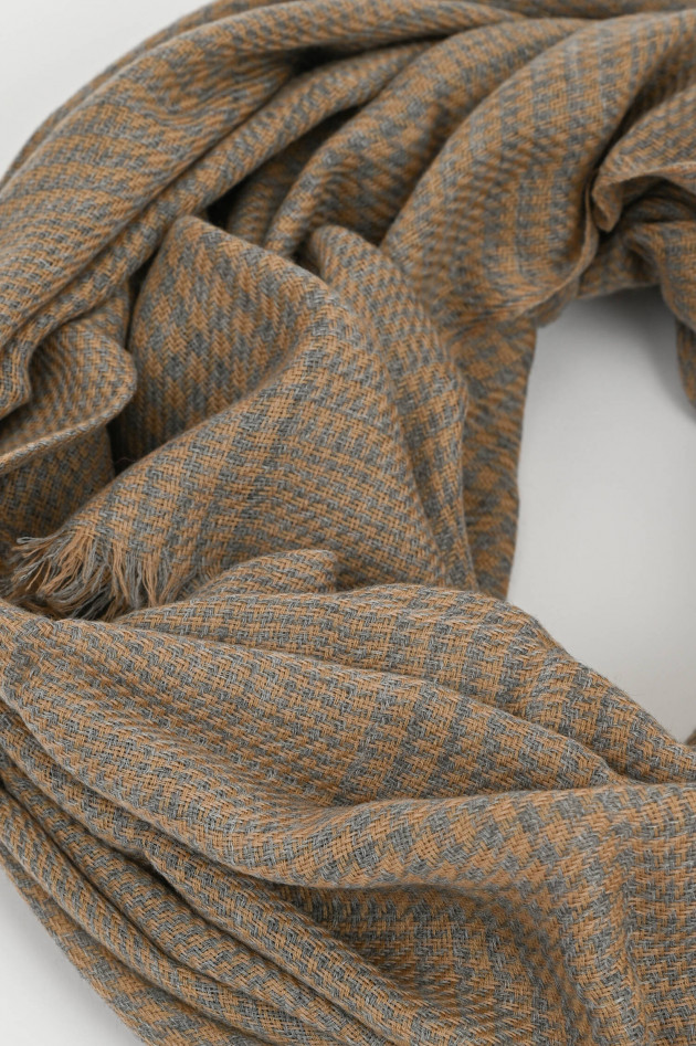 andrea's 1947 Cashmere Schal CLAUDE in Beige/Grau kariert