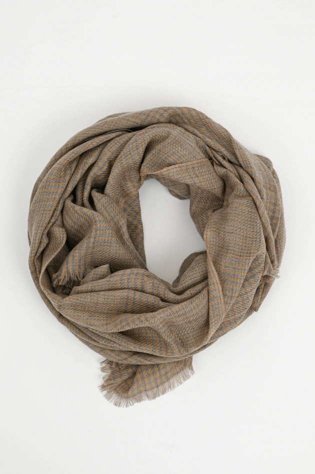andrea's 1947 Cashmere Schal CLAUDE in Beige/Grau kariert