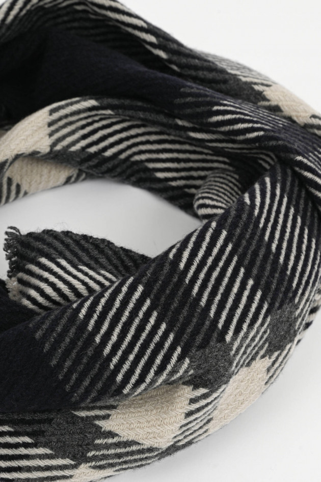 andrea's 1947 Cashmere Schal STEVE in Navy/Grau kariert