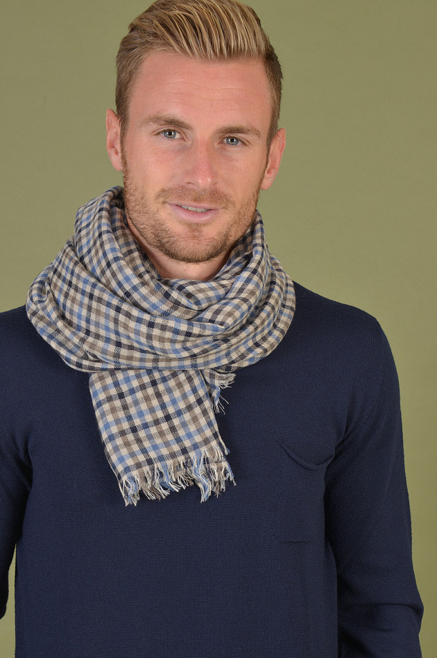 andrea's 1947 Schal aus Cashmere in Blau/Gelb gemustert
