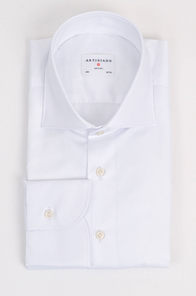 Artigiano Hemd aus Baumwoll-Twill in Weiß