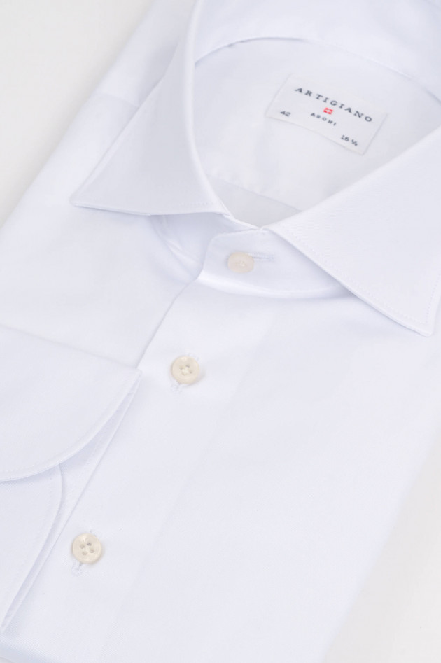 Artigiano Hemd aus Baumwoll-Twill in Weiß