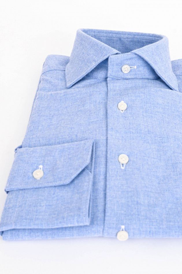Artigiano Flanell Hemd in Hellblau meliert