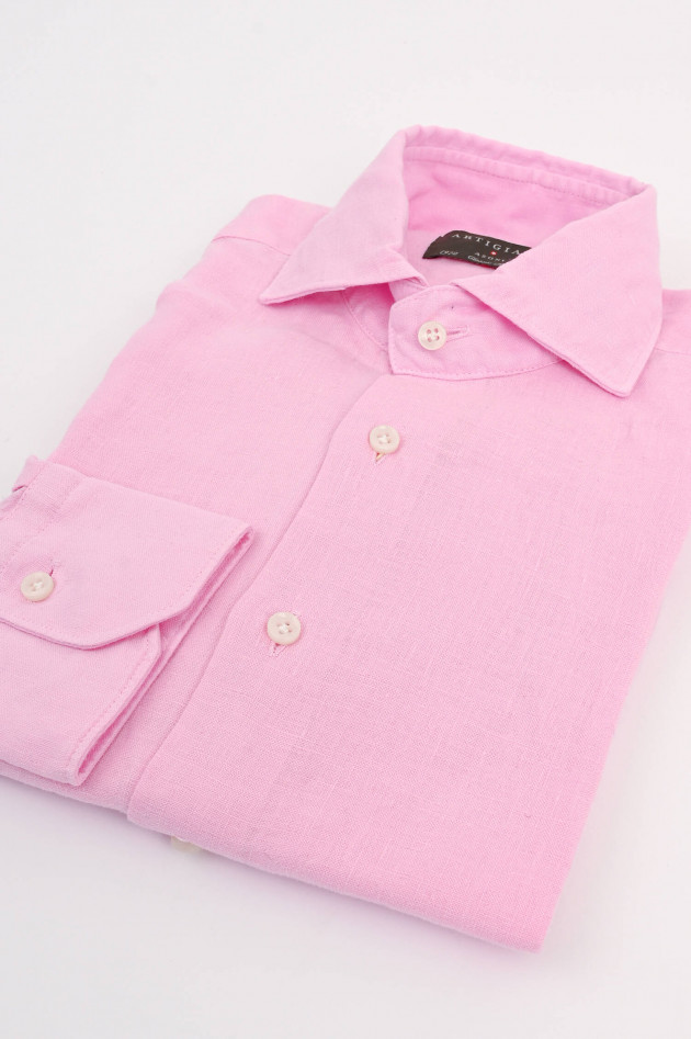 Artigiano Hemd aus Leinen in Rosa