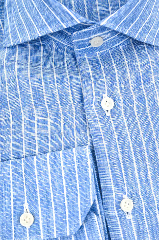 Artigiano Gestreiftes Leinenhemd in Blau/Weiß