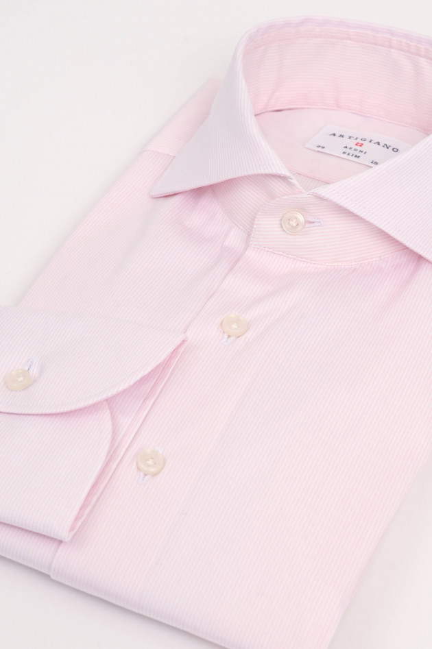 Artigiano Slim Fit Hemd in Rosa/Weiß gestreift