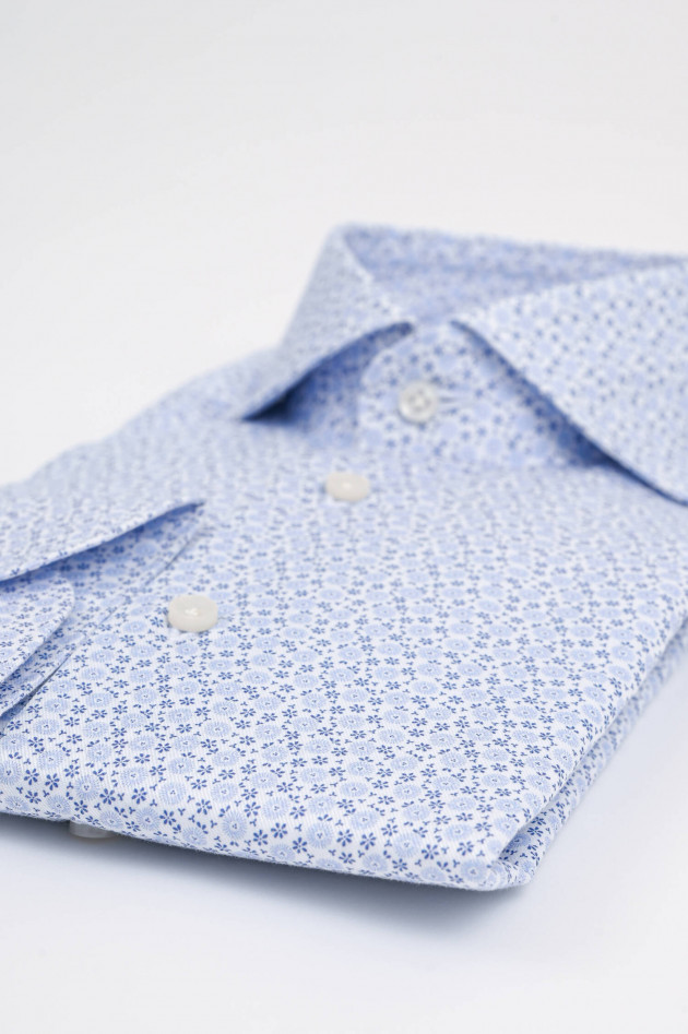 Artigiano Baumwoll Hemd mit floralem Muster in Hellblau