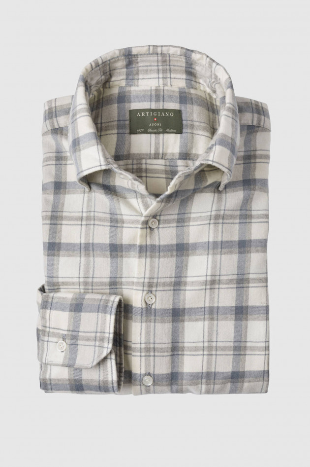 Artigiano Button-Down Hemd in Grau/Greige
