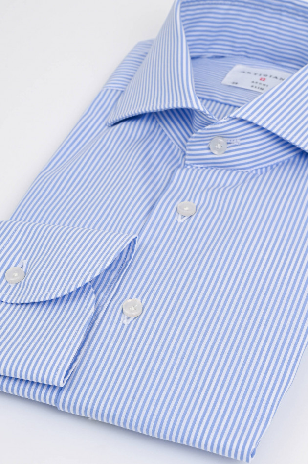Artigiano Slim Fit Hemd in Hellblau/Weiß gestreift