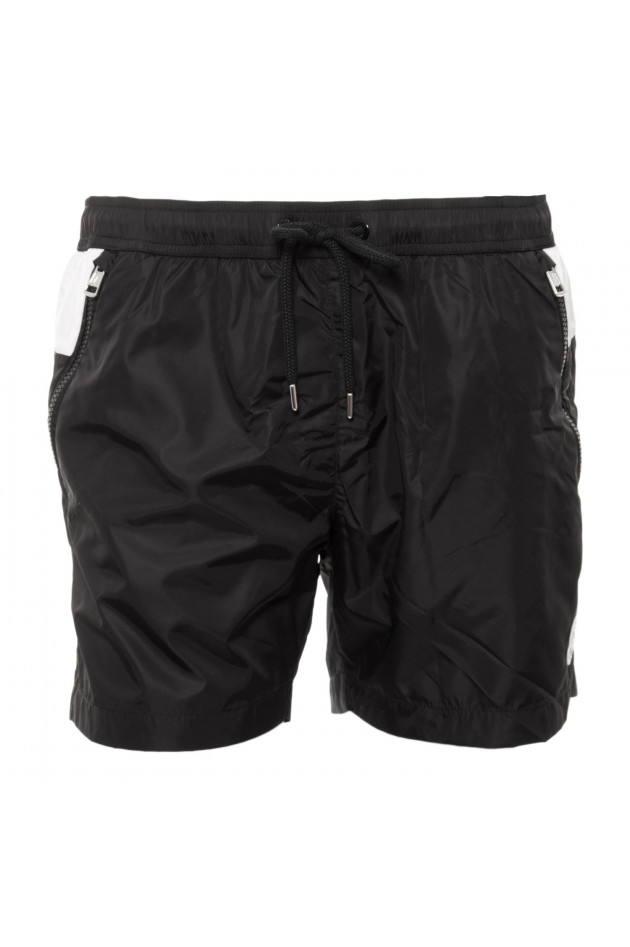 Moncler Badehose in Schwarz/Weiß