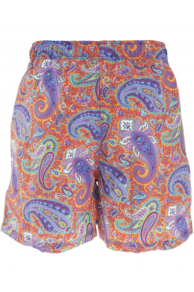 Etro Badeshort im Paisley-Print in Rot/Orange
