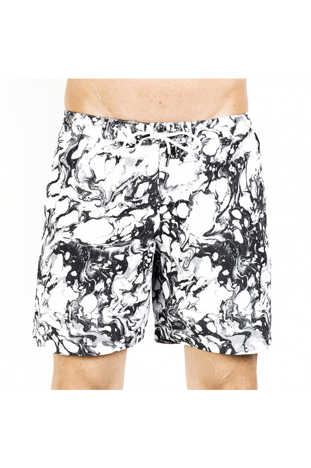 Poleit Badeshort MARBLE in Schwarz/Weiß