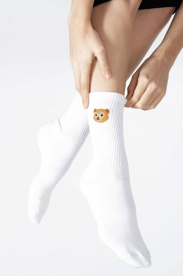 Baron Filou Socken mit Teddy-Stitching in Weiß