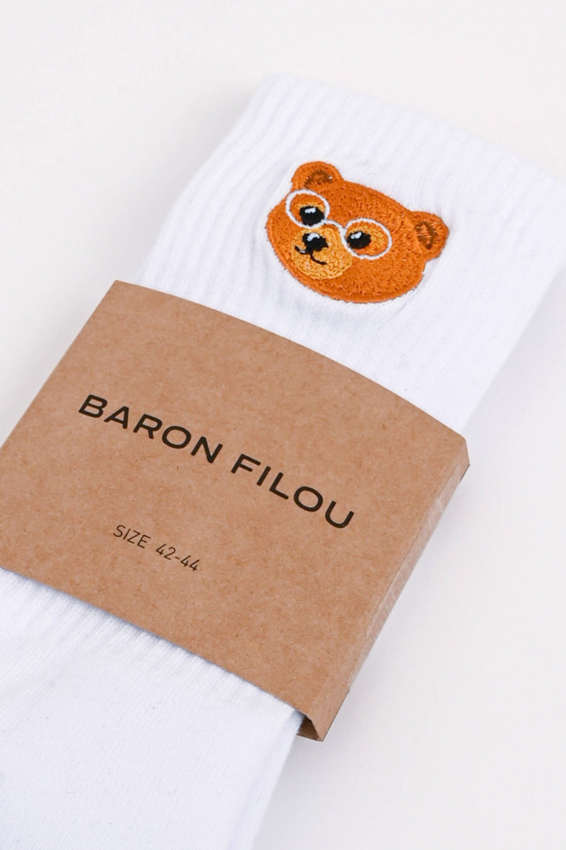 Baron Filou Socken mit Bären-Logo aus Baumwoll-Mix in Weiß