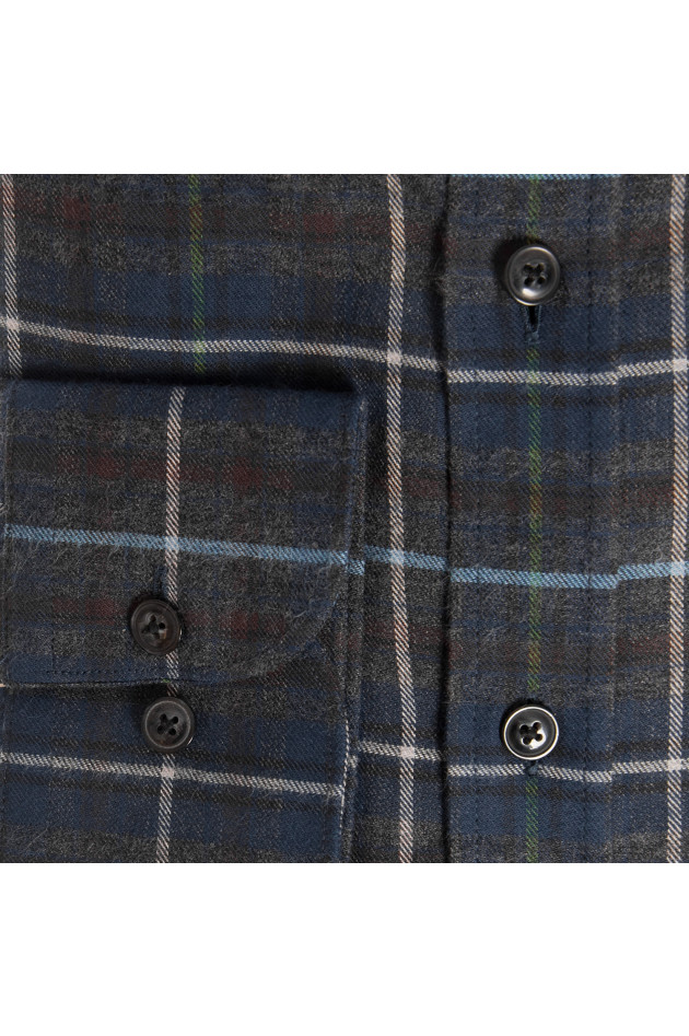 Hackett London Baumwollhemd in Blau/Braun gemustert