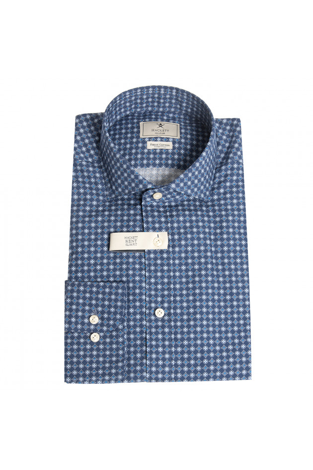 Hackett London Baumwollhemd in Blau gemustert