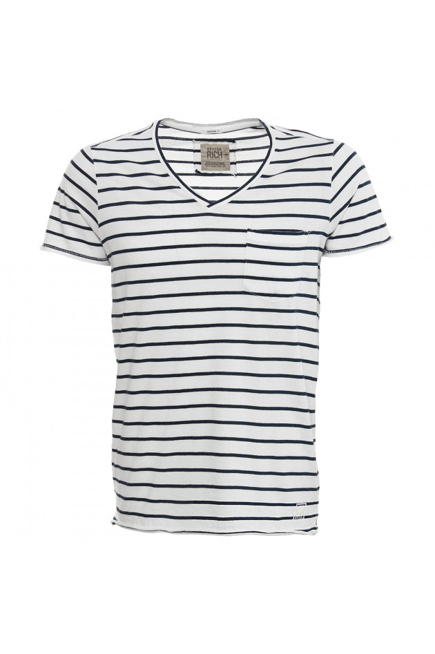 Better Rich Baumwollshirt in Weiß/Blau gestreift
