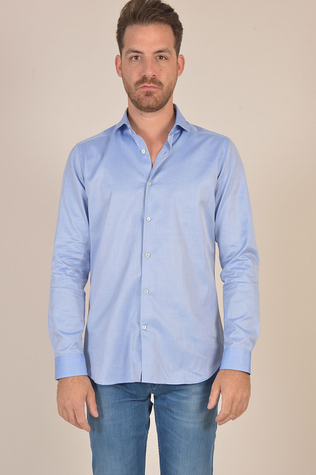 Caliban Hemd aus Baumwolle in Hellblau