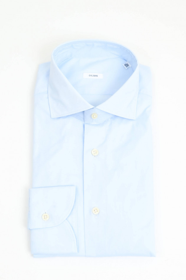 Caliban Slim Fit Hemd aus Baumwolle in Hellblau