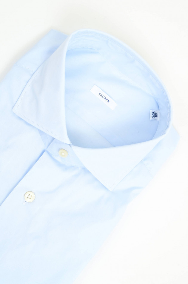Caliban Slim Fit Hemd aus Baumwolle in Hellblau