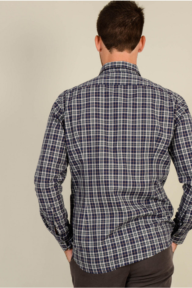 Caliban Hemd SLIM FIT in Blau gemustert