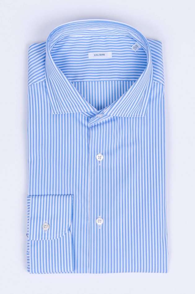 Caliban Gestreiftes Hemd aus Baumwollmix in Blau/Weiß