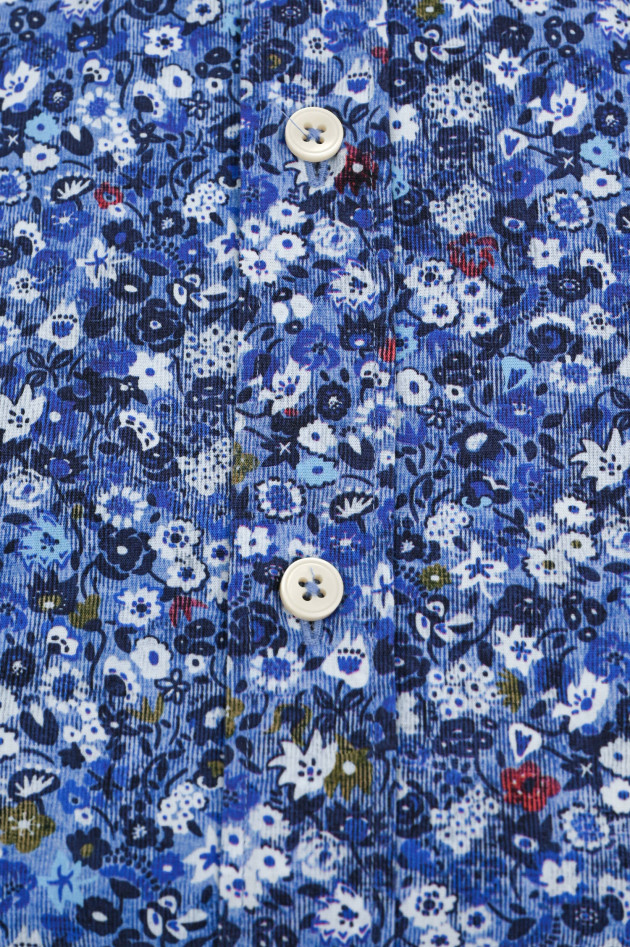 Caliban Slim Fit Hemd mit floralem Muster in Blau