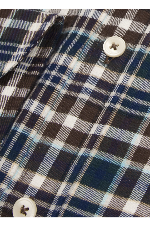 Caliban Baumwollhemd Blau/Braun