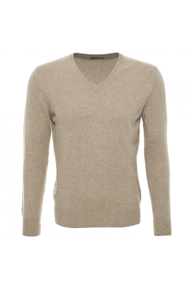 Grüner Cashmerepullover in Beige