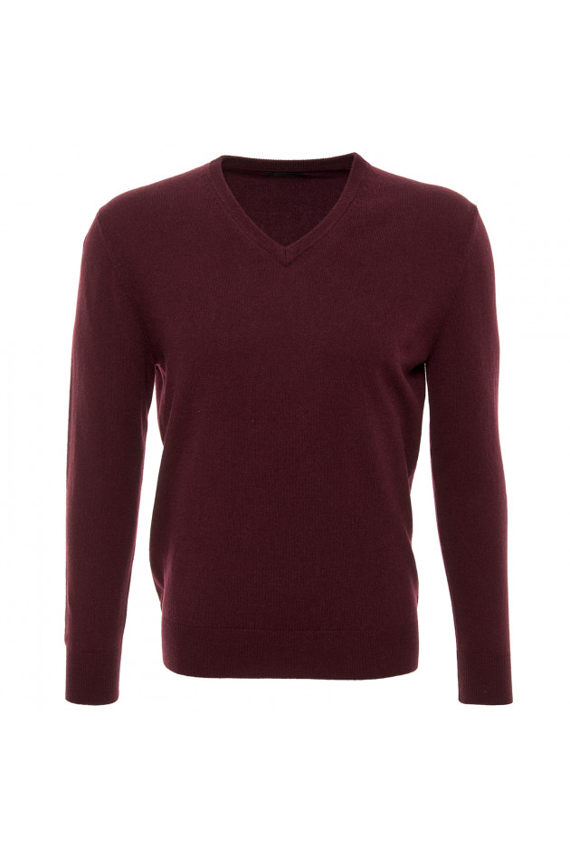 Grüner Cashmerepullover in Bordeaux