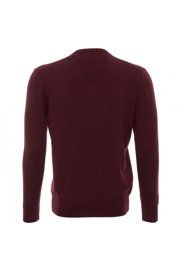 Grüner Cashmerepullover in Bordeaux