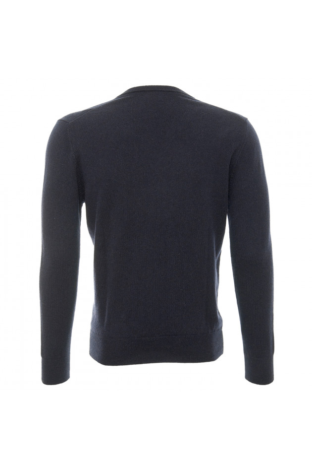 Grüner Cashmerepullover in Navy