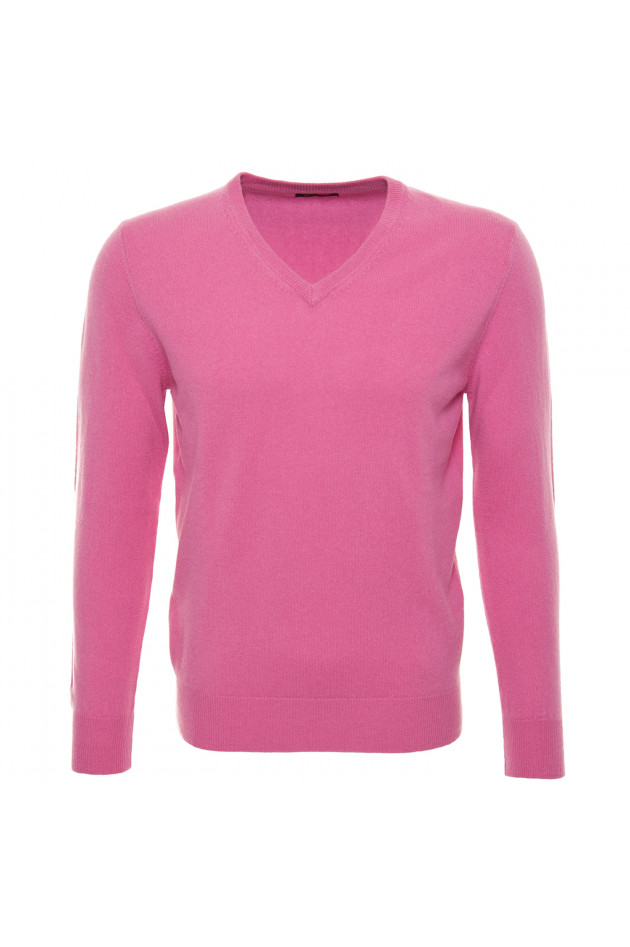 Grüner Cashmerepullover in Pink