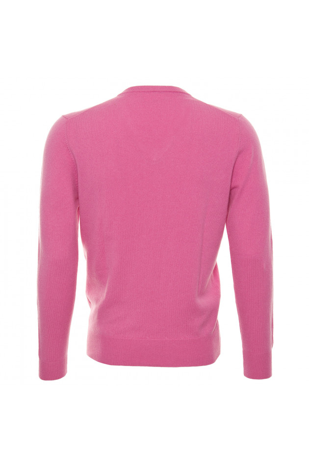 Grüner Cashmerepullover in Pink