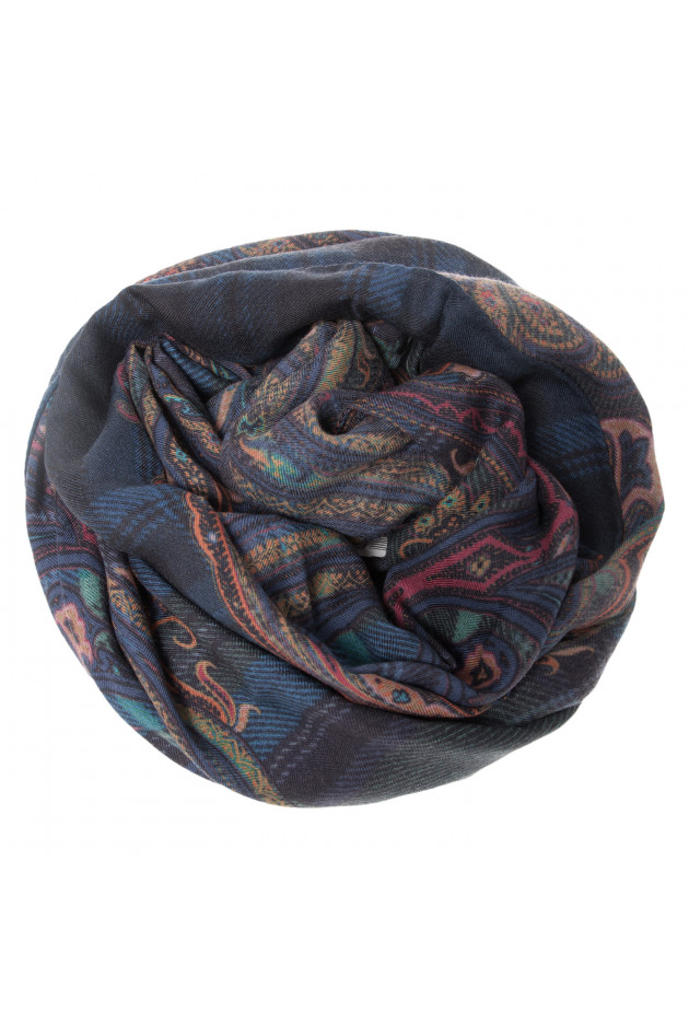 Etro Cashmereschal in Blau gemustert
