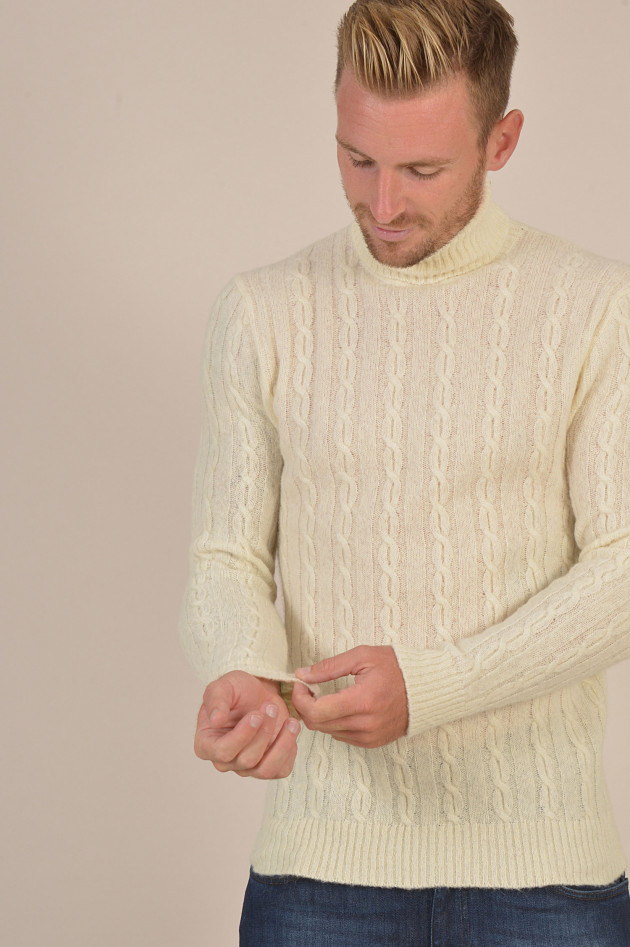 Circolo 1901 Rollkragenpullover mit Zopfstrickmuster in Natur