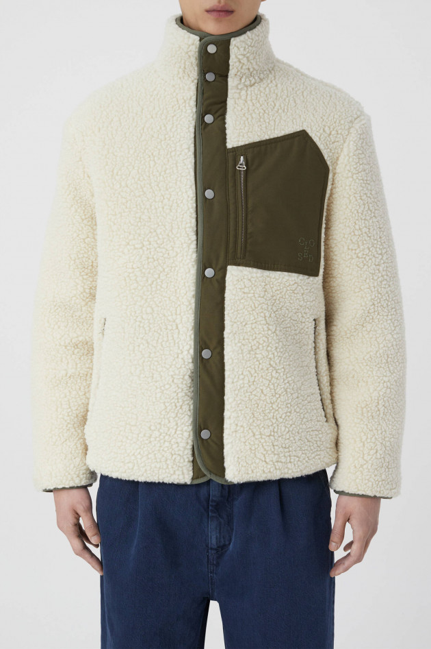 Closed Teddyjacke in Natur/Oliv