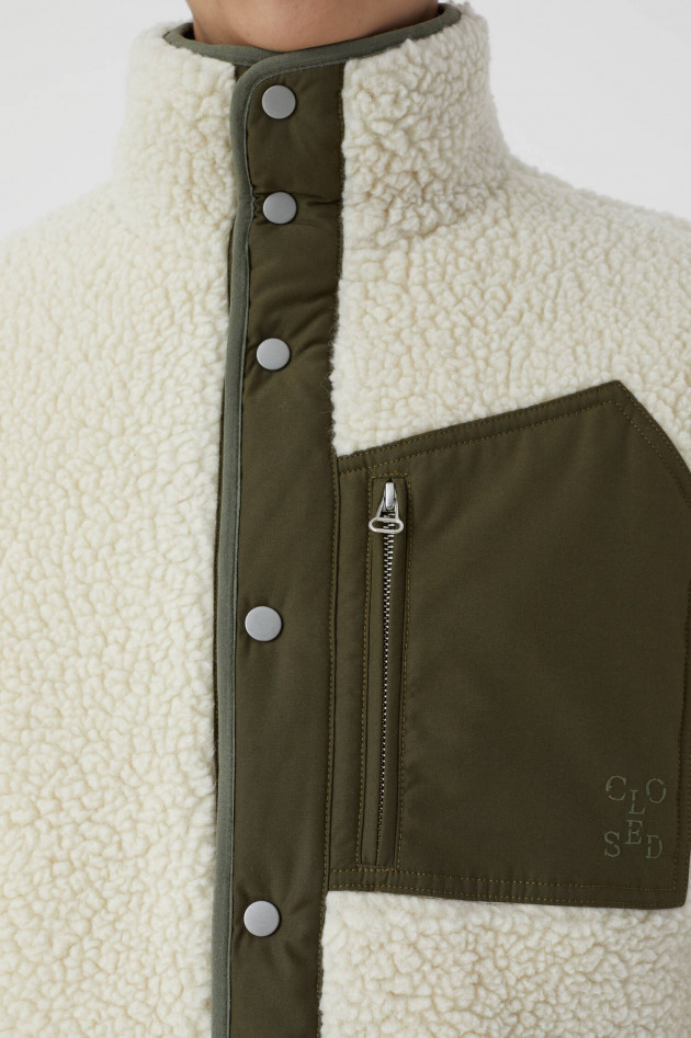 Closed Teddyjacke in Natur/Oliv