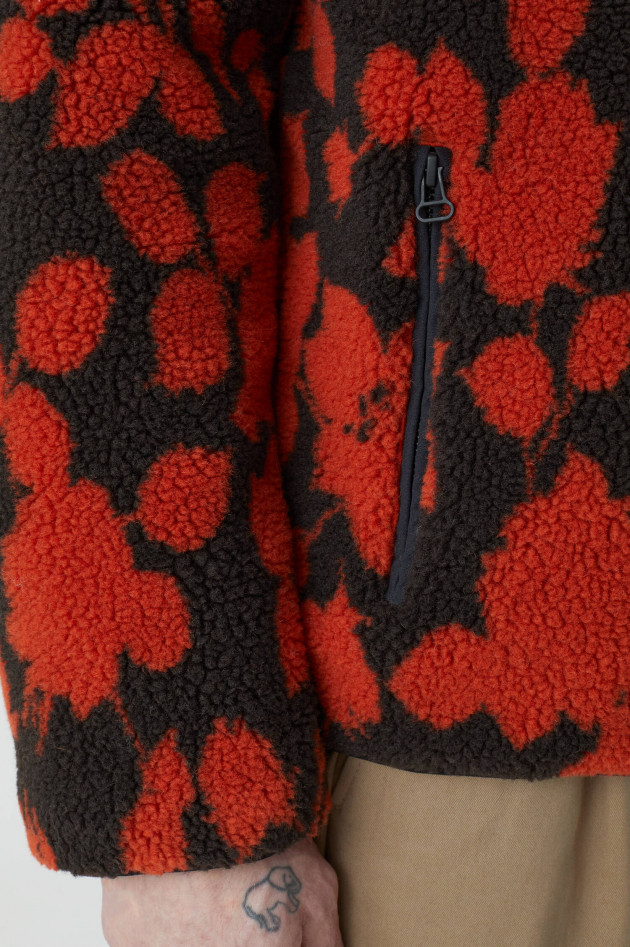 Closed Teddy Jacke in Rot/Schwarz gemustert