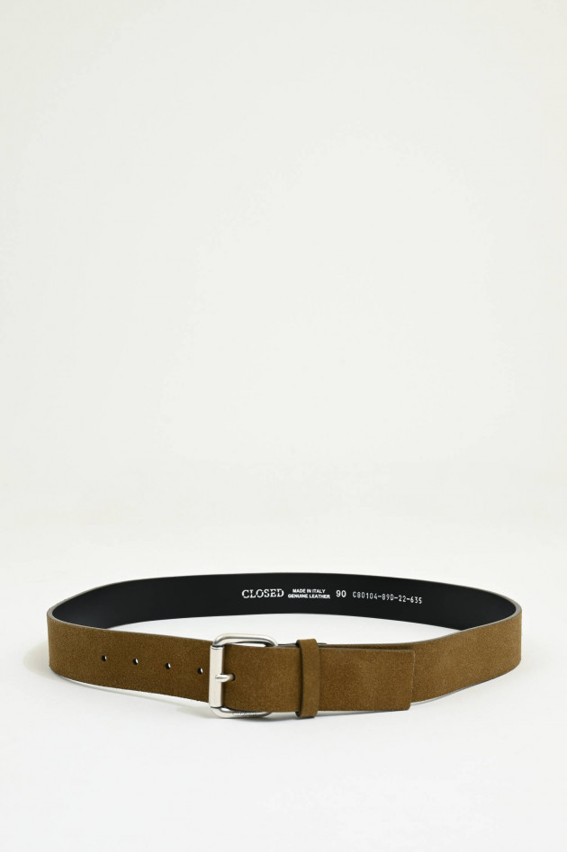 Closed Gürtel aus Velour-Leder in Herbal Green