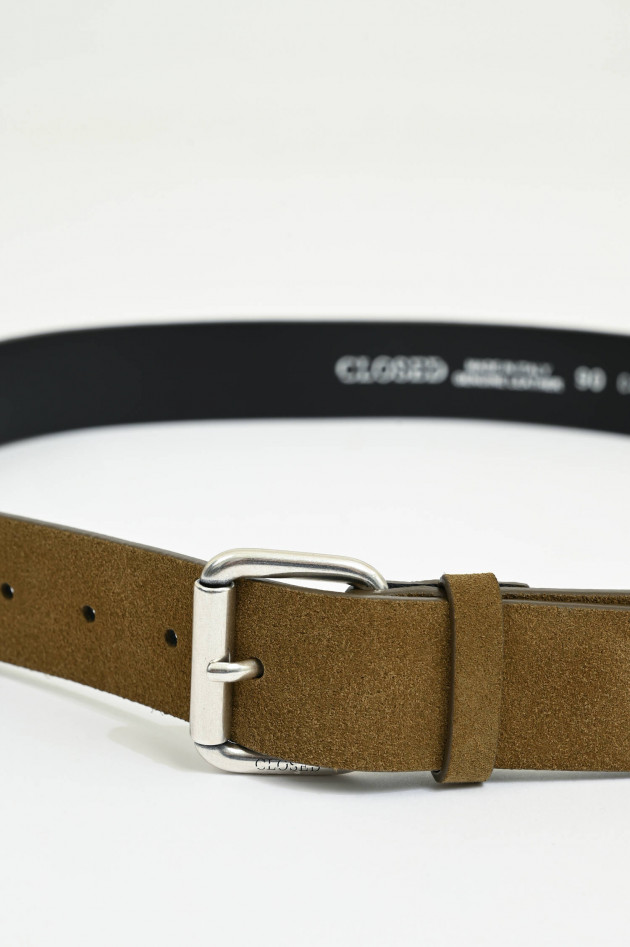 Closed Gürtel aus Velour-Leder in Herbal Green
