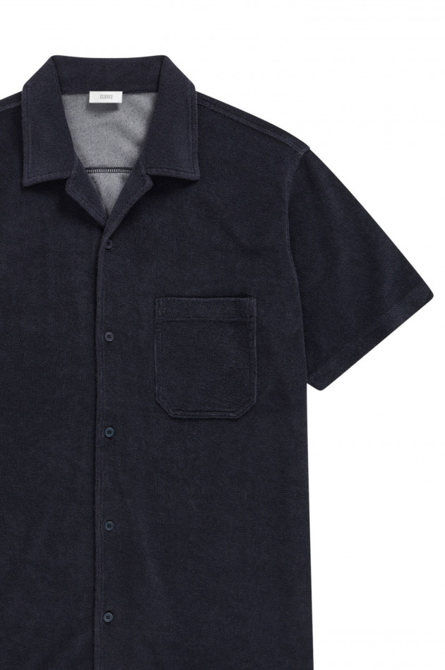 Closed Frottee-Shirt mit Knopfleiste in Navy