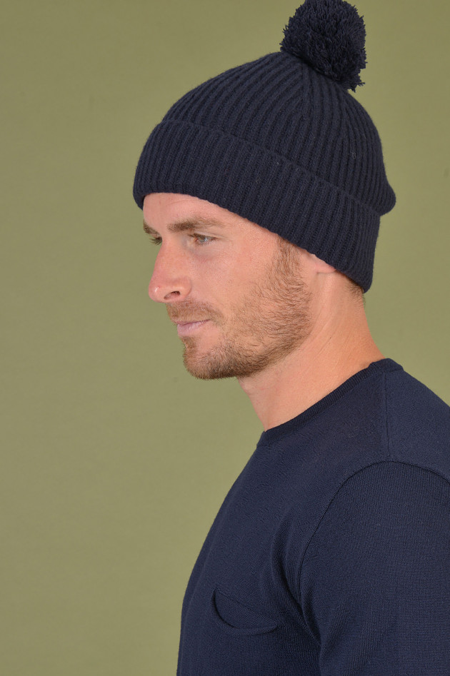 Closed Wollmütze mit Bommel in Navy