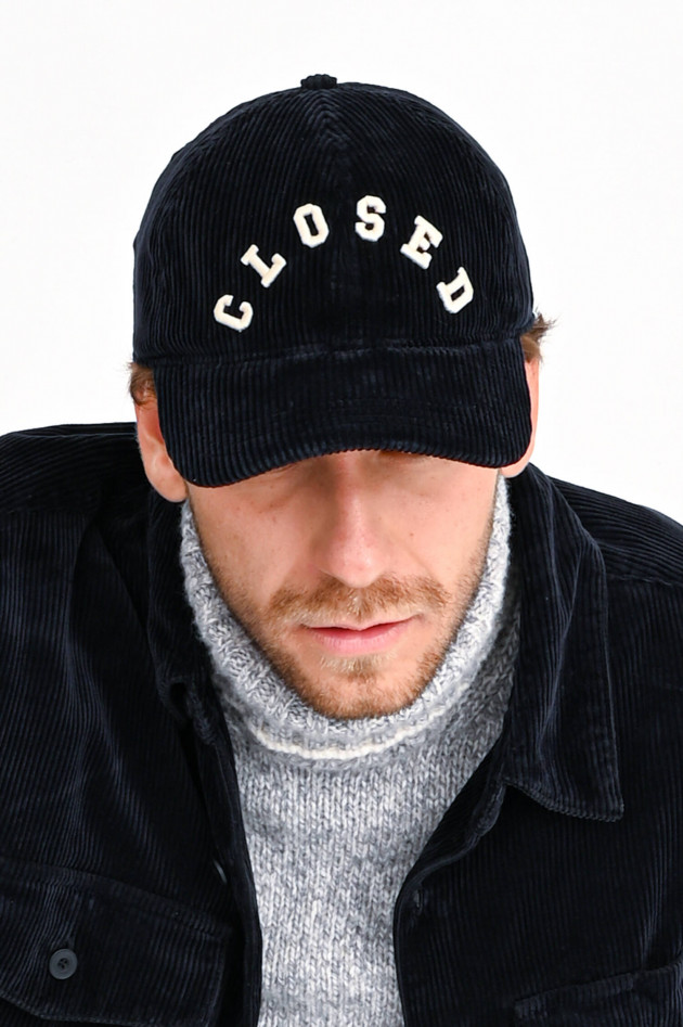 Closed Logo-Basecap aus Cord in Nay