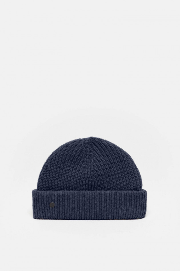 Closed Beanie aus Wolle in Navy