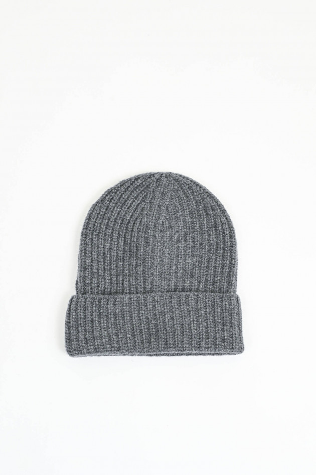 Closed Beanie aus Wolle in Grau meliert
