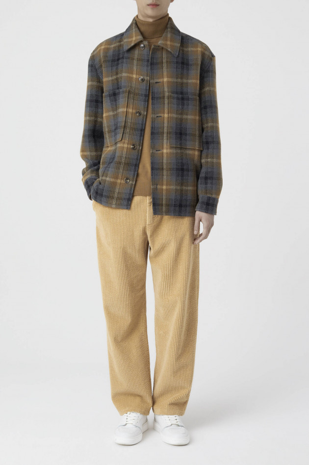 Closed Overshirt aus Wolle in Braun/Blau kariert