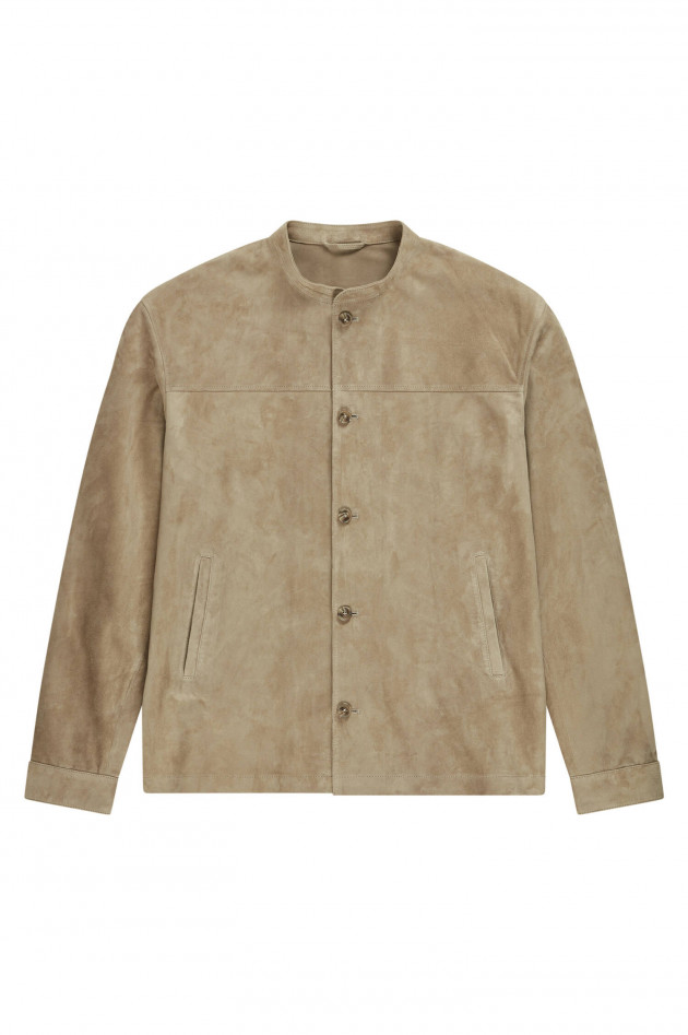 Closed Lederjacke mit Stehkragen in Beige